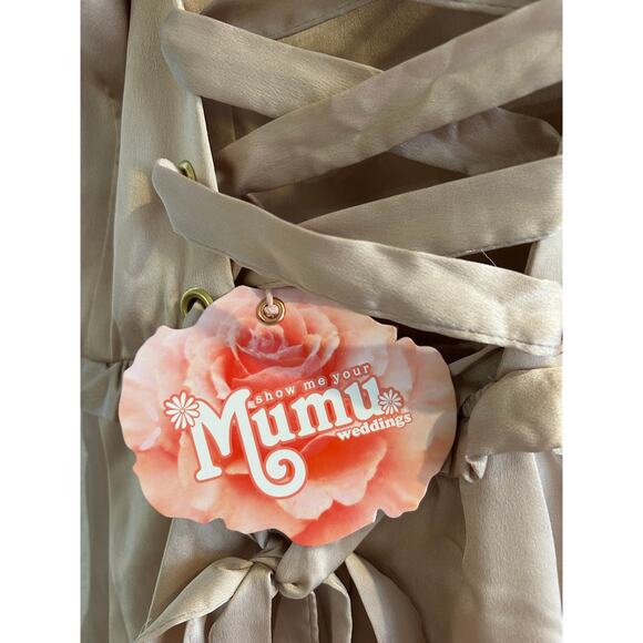 Show Me Your Mumu Lady Corset Dress in Champagne Luxe Satin XS NWT - Picture 5 of 7